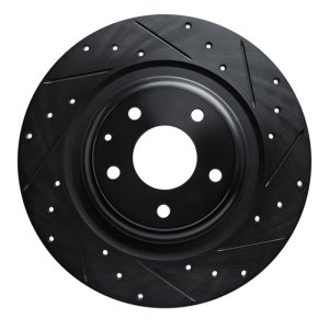 Mazda CX-9 Brake Rotor (1) - Rear Right - R1 Concepts - Drilled & Slotted - Black - `16-`23